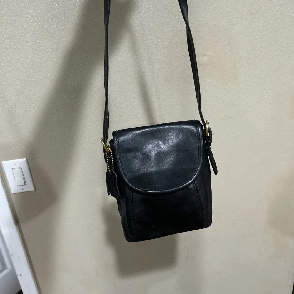 Vintage COACH - C8P- 4108 - Black Leather Shoulder Bag - A Rare Find!